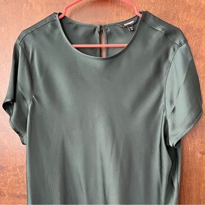 Express Green Satin Short Sleeve Top